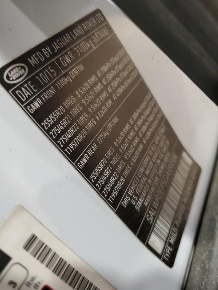 2016 Land Rover Range Rover Sport Sc VIN: SALWR2EF5GA559386 Lot: 65982704