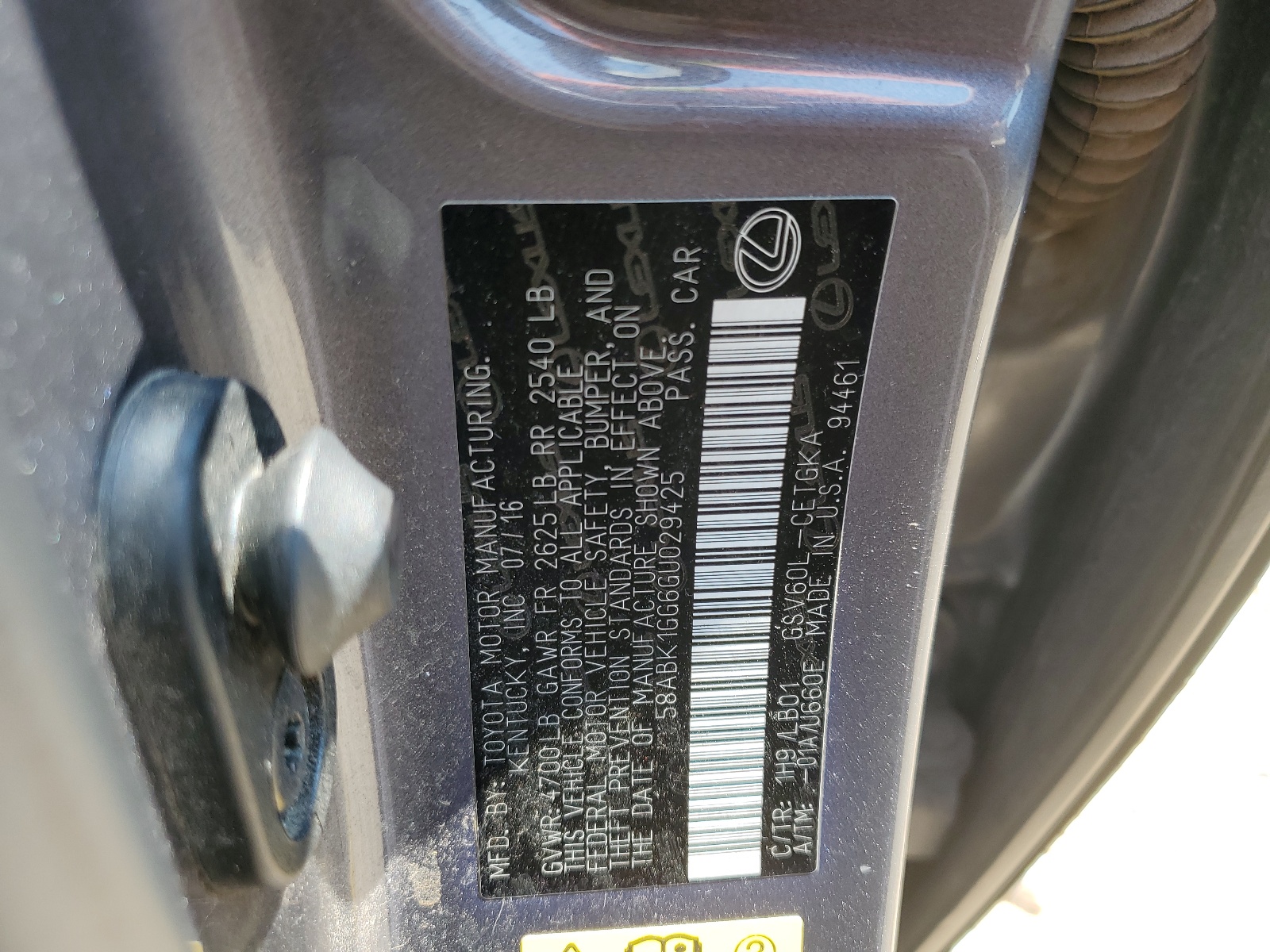 58ABK1GG6GU029425 2016 Lexus Es 350