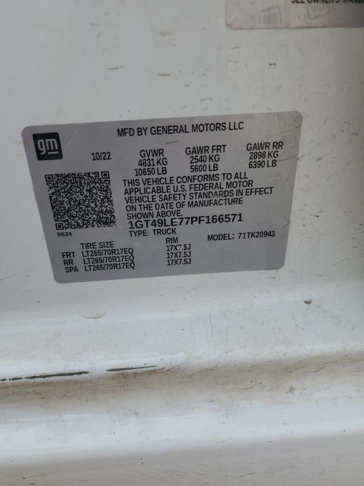 2023 GMC Sierra K2500 Heavy Duty VIN: 1GT49LE77PF166571 Lot: 64812734