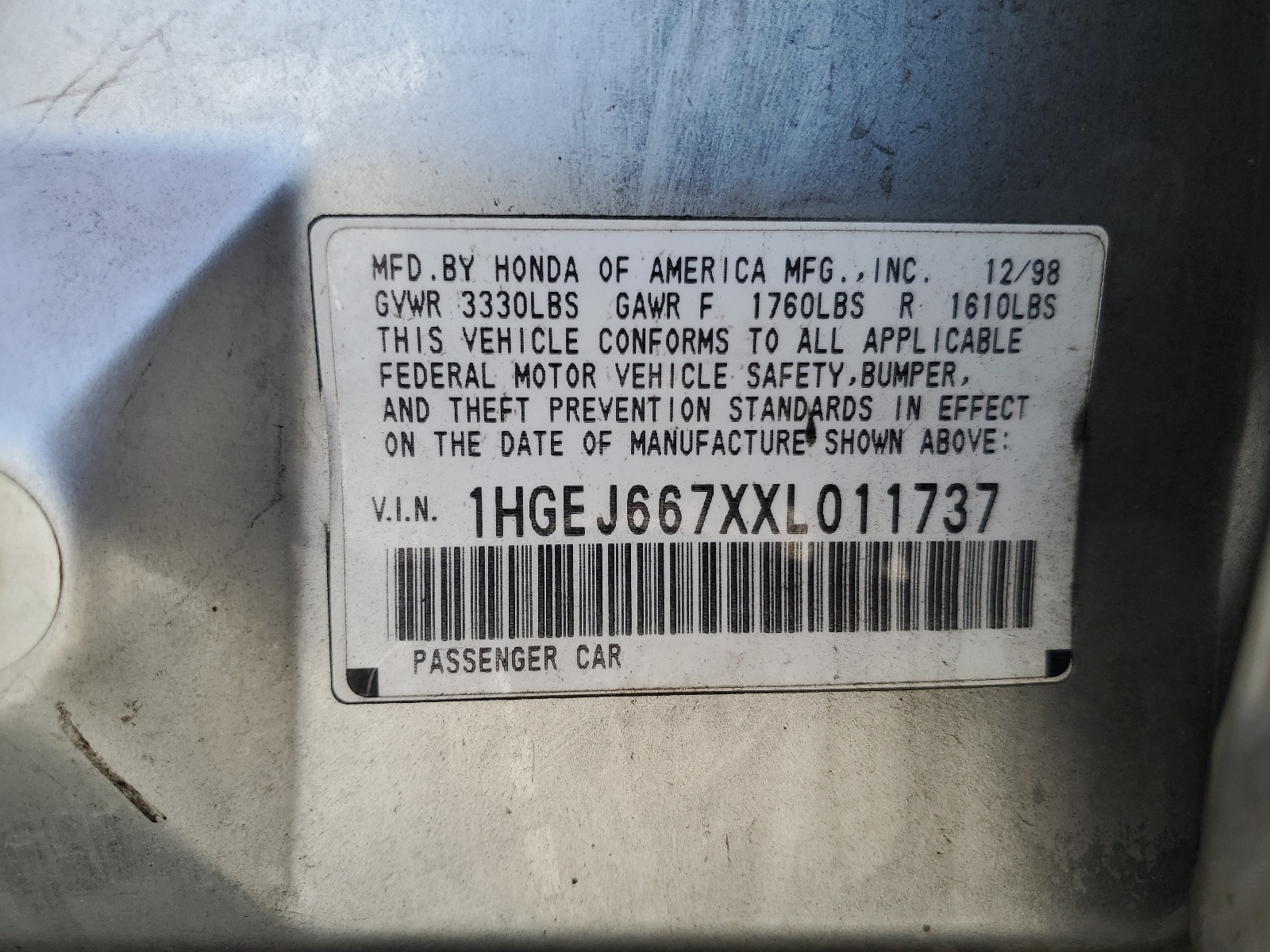 1HGEJ667XXL011737 1999 Honda Civic Lx