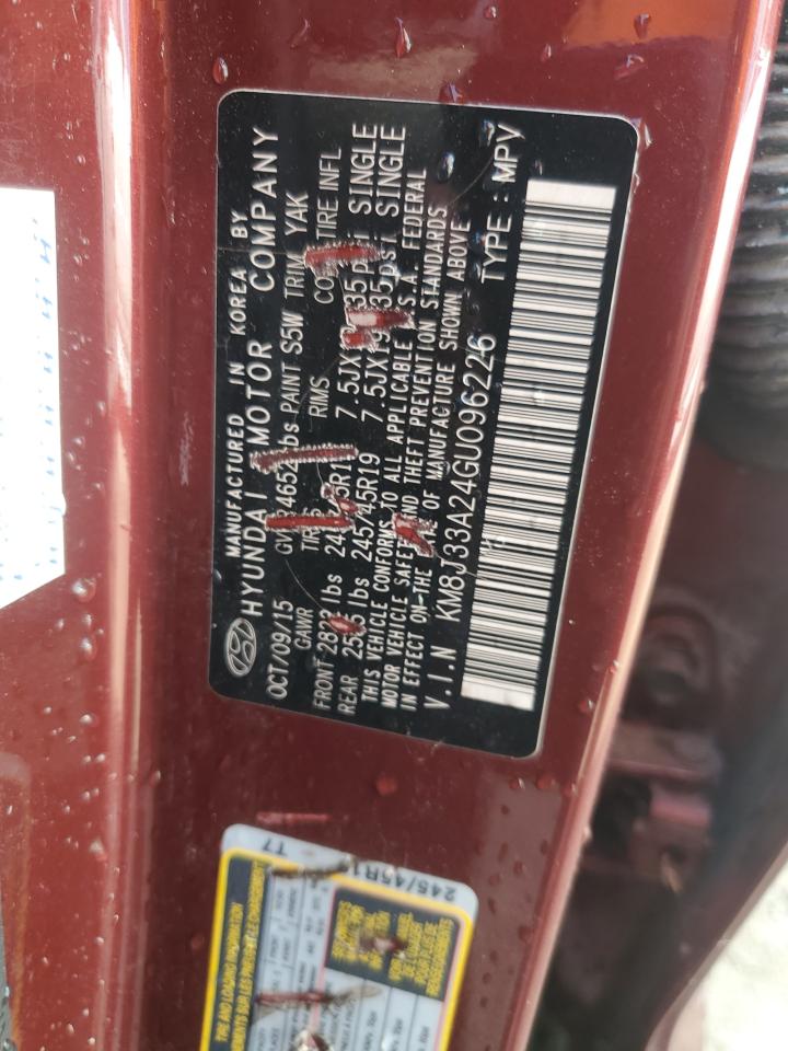 2016 Hyundai Tucson Limited VIN: KM8J33A24GU096226 Lot: 66904664