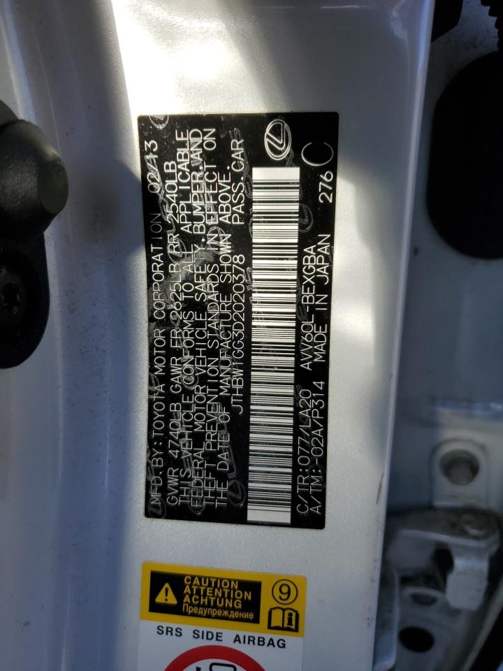 2013 Lexus Es 300H VIN: JTHBW1GG3D2020378 Lot: 69221444