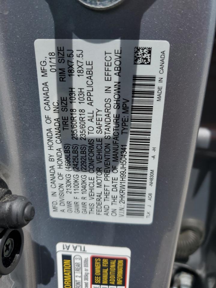 2018 Honda Cr-V Touring VIN: 2HKRW1H99JH504341 Lot: 66944114