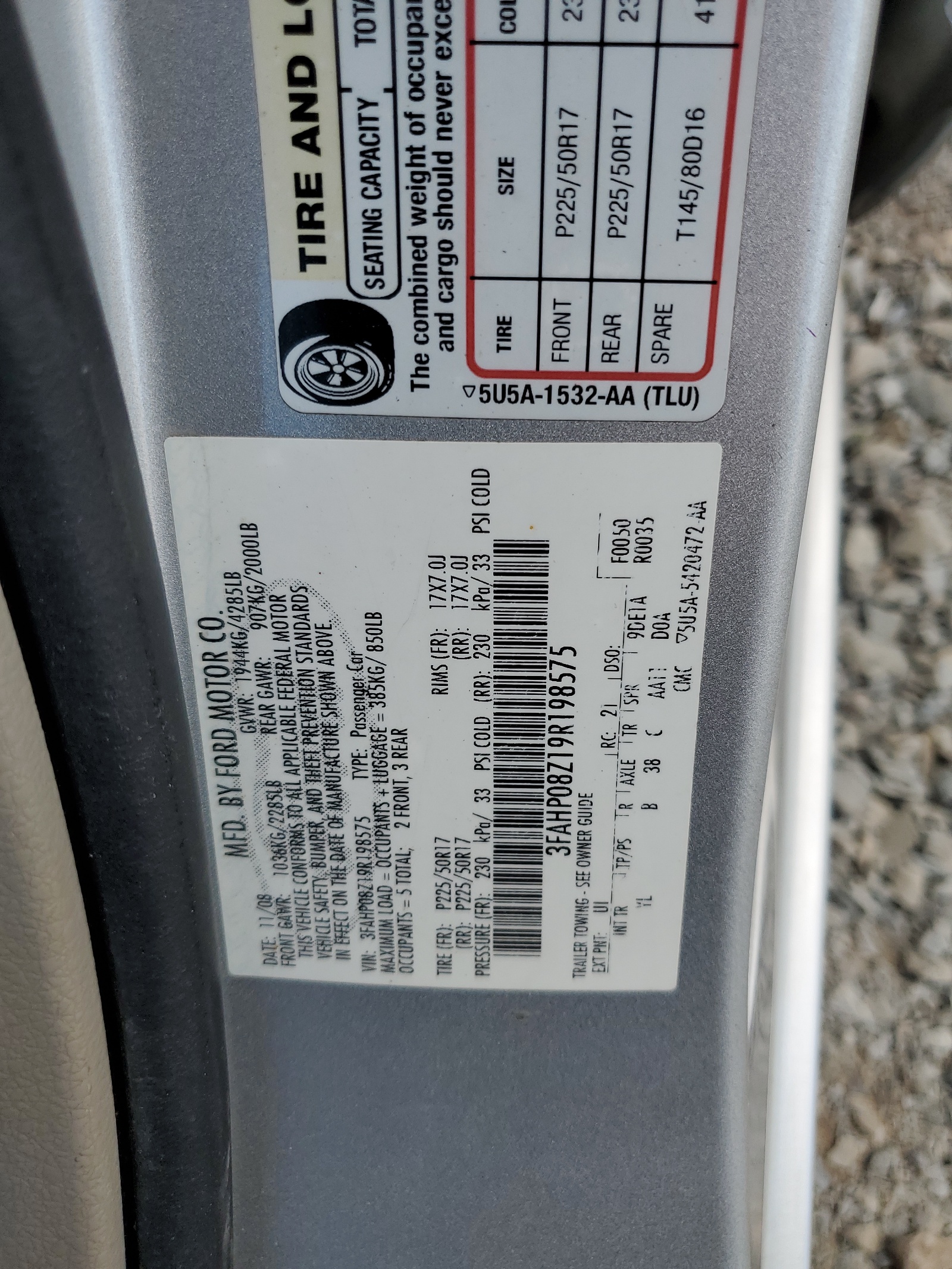 3FAHP08Z19R198575 2009 Ford Fusion Sel