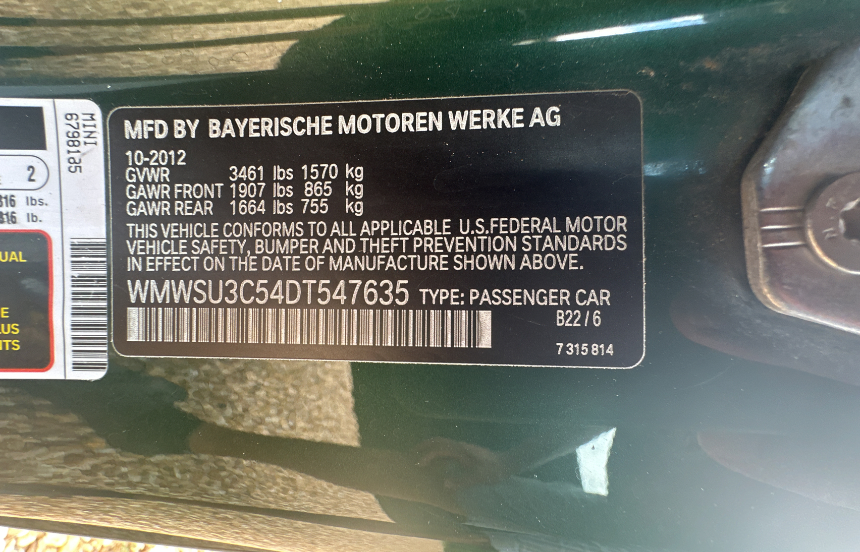 WMWSU3C54DT547635 2013 Mini Cooper