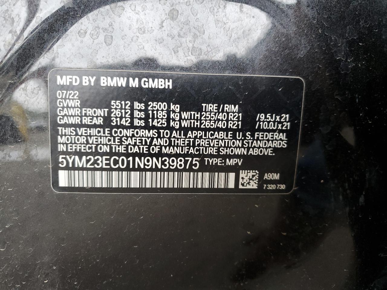 5YM23EC01N9N39875 2022 BMW X4 M - Image 14