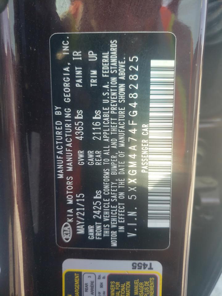 2015 Kia Optima Lx VIN: 5XXGM4A74FG482825 Lot: 68245854