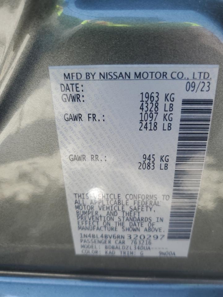 2024 Nissan Altima S VIN: 1N4BL4BV6RN320297 Lot: 66974614