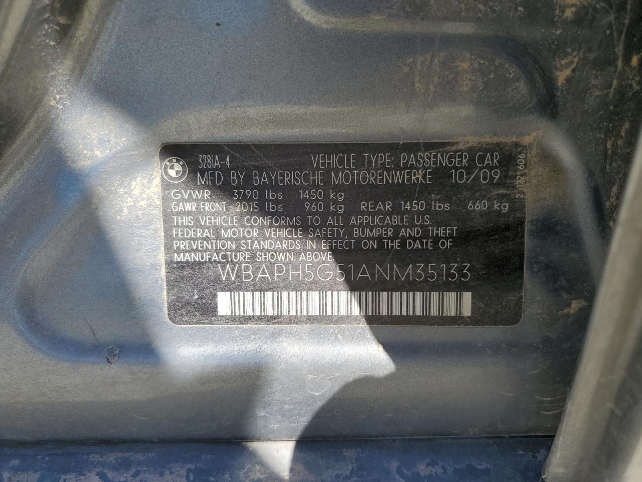 2010 BMW 328 I Sulev VIN: WBAPH5G51ANM35133 Lot: 67926174