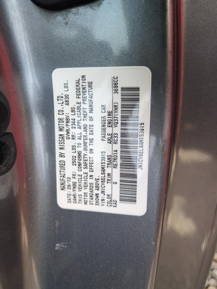 2010 Infiniti G37 VIN: JN1CV6EL9AM153915 Lot: 67906474