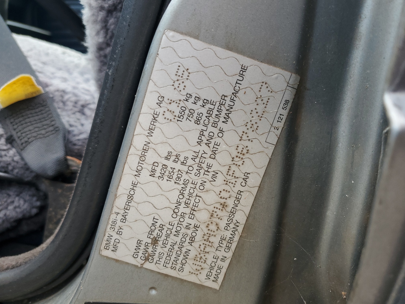 WBAAC7401F0678227 1985 BMW 318 I