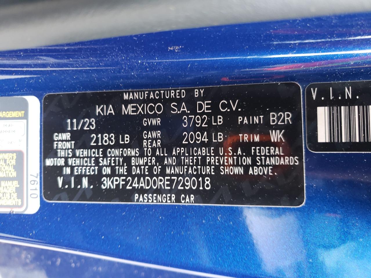 3KPF24AD0RE729018 2024 Kia Forte Lx