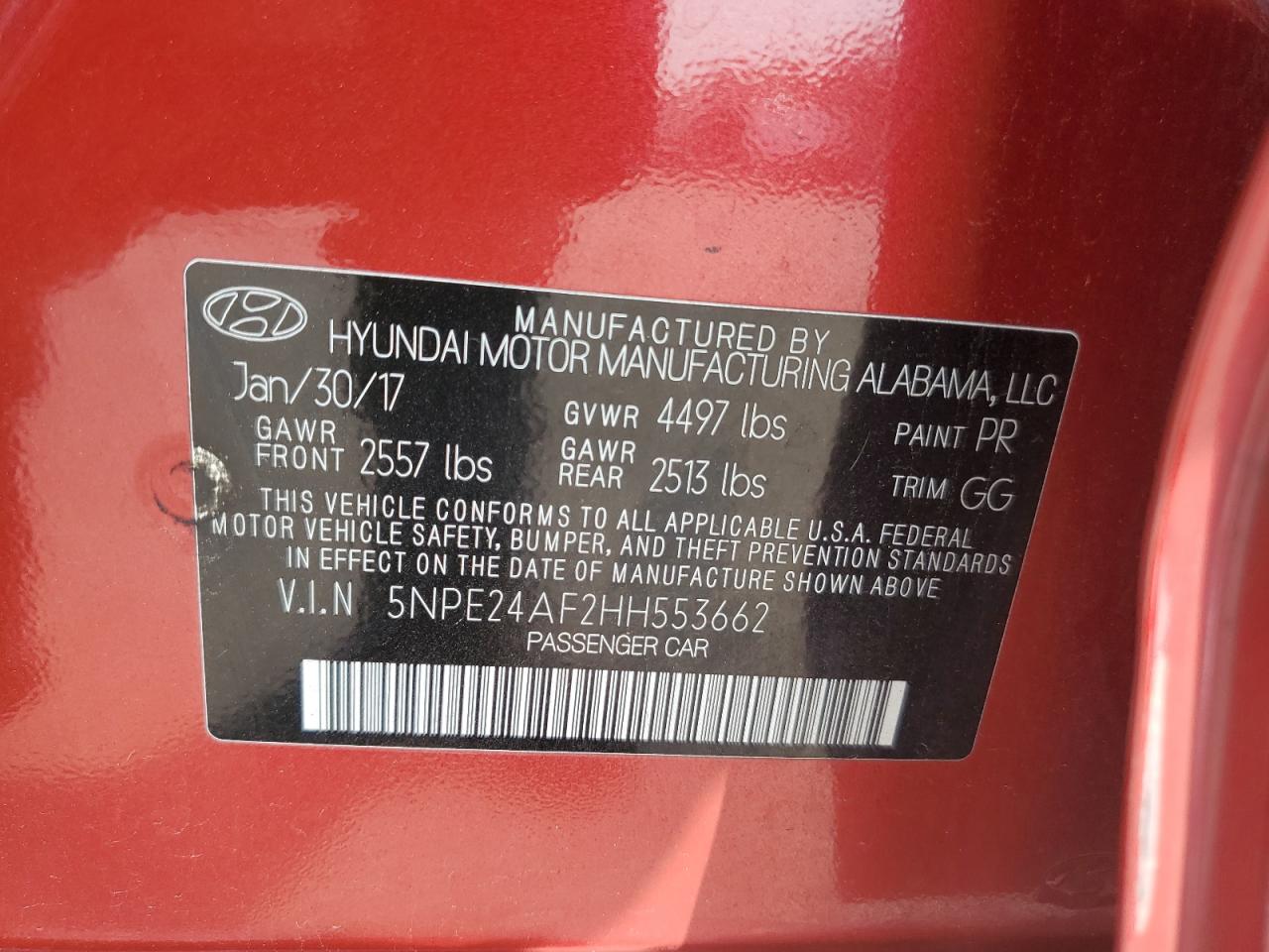 2017 Hyundai Sonata Se VIN: 5NPE24AF2HH553662 Lot: 67513974