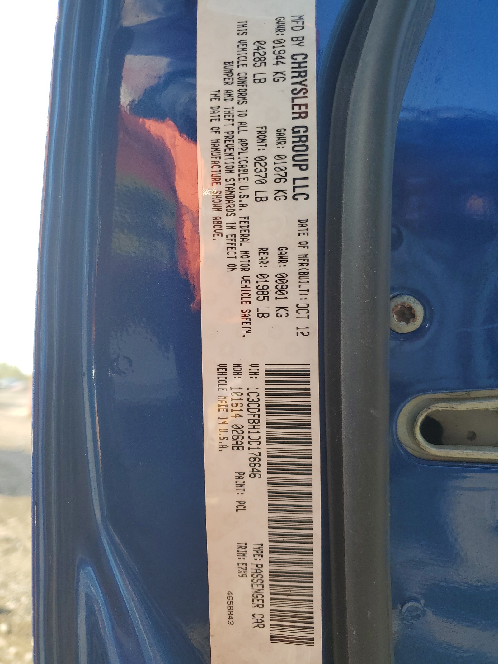 1C3CDFBH1DD176646 2013 Dodge Dart Sxt