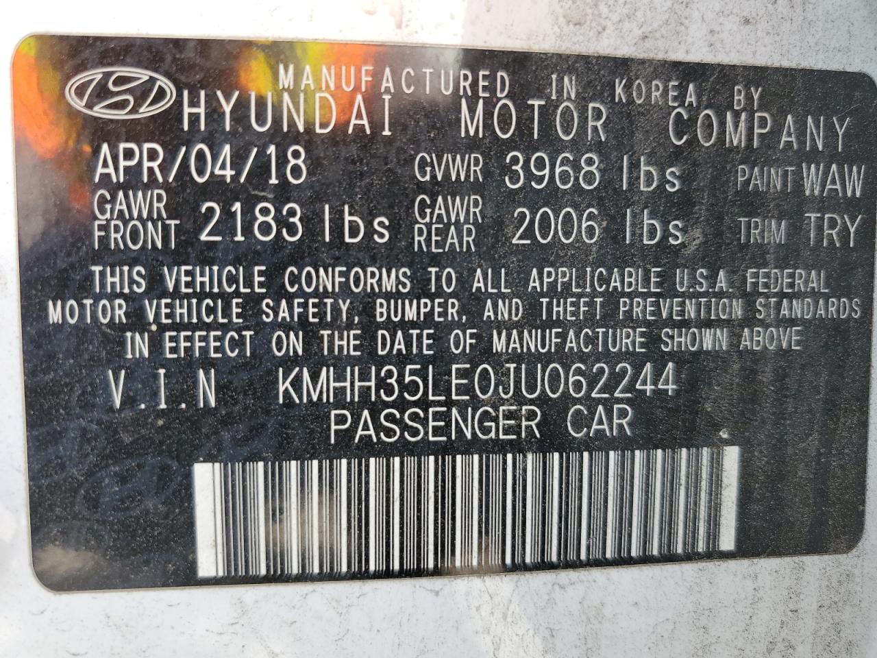 KMHH35LE0JU062244 2018 HYUNDAI ELANTRA - Image 13