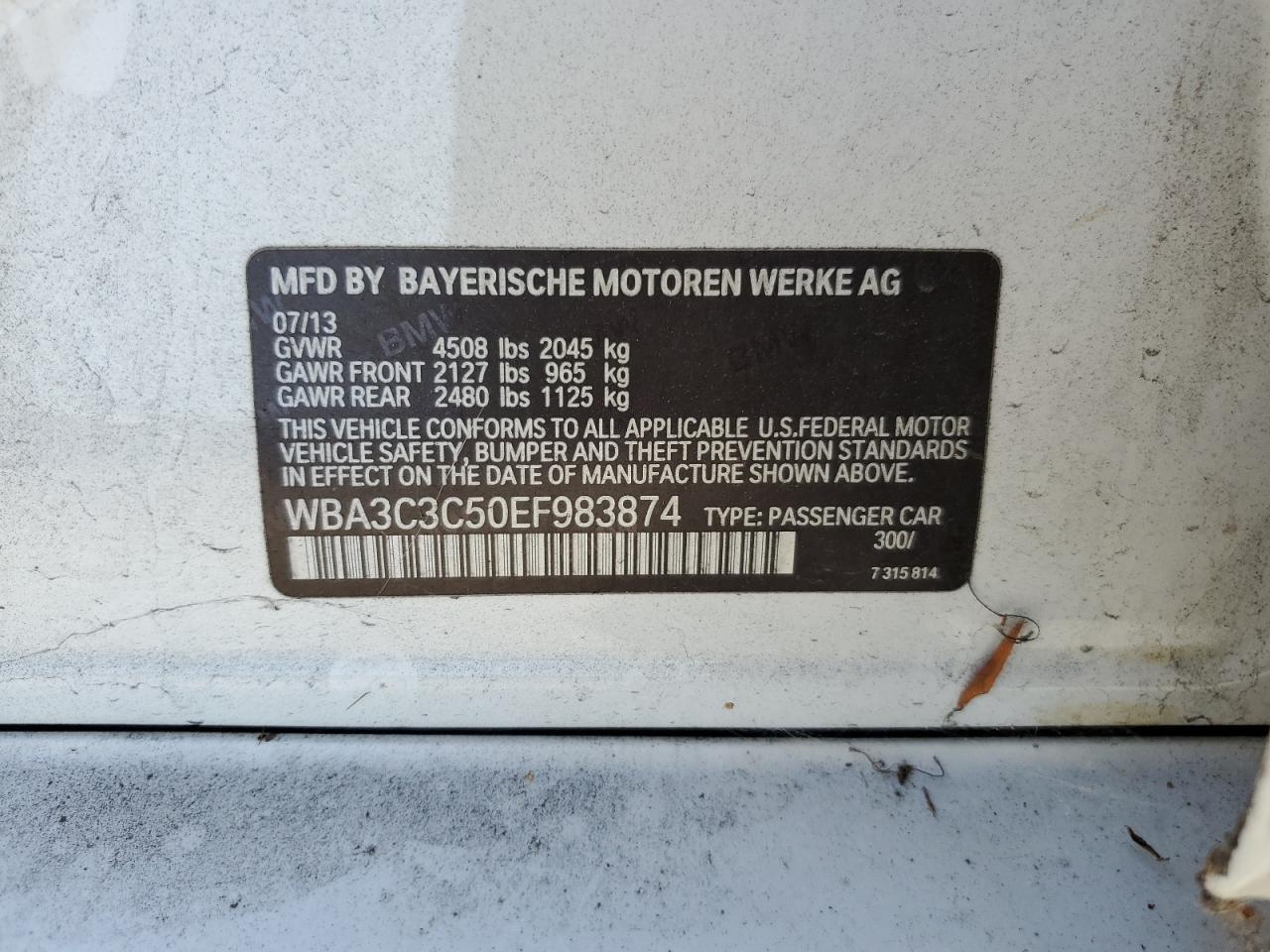 WBA3C3C50EF983874 2014 BMW 320 I xDrive