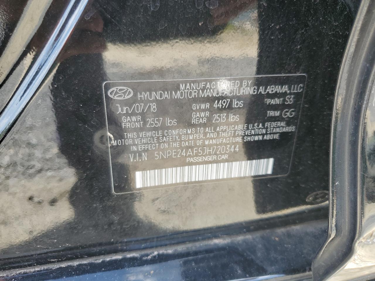 2018 Hyundai Sonata Se VIN: 5NPE24AF5JH720344 Lot: 67826934