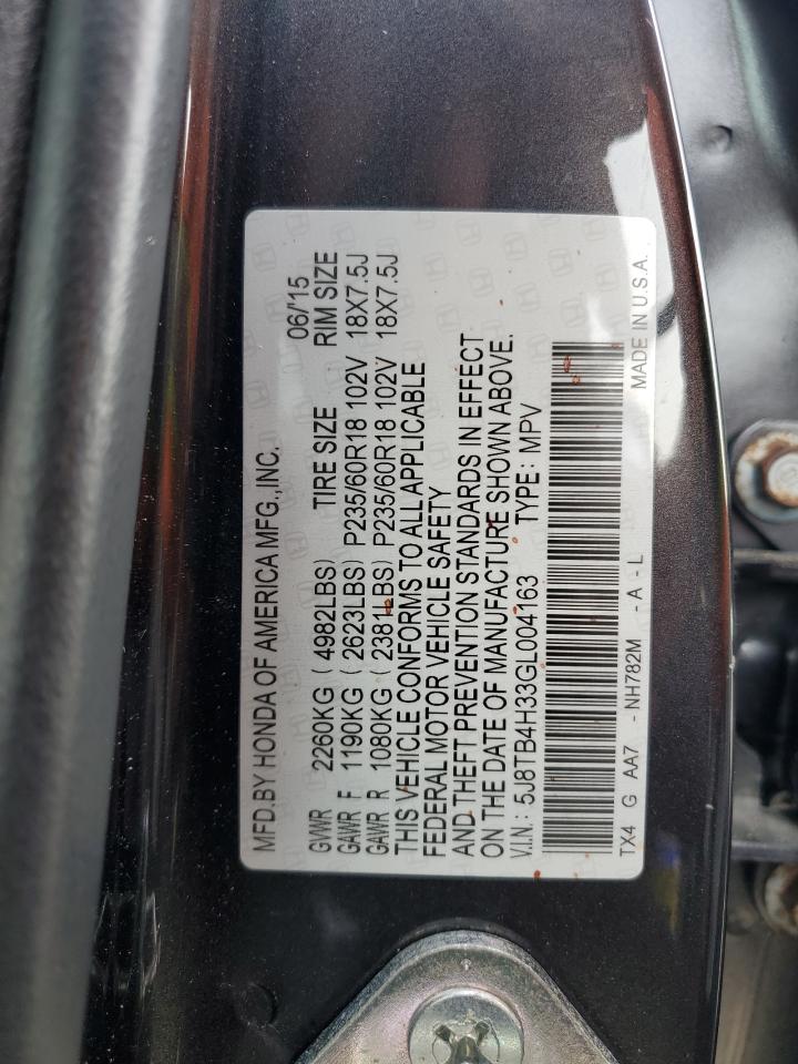 5J8TB4H33GL004163 2016 Acura Rdx