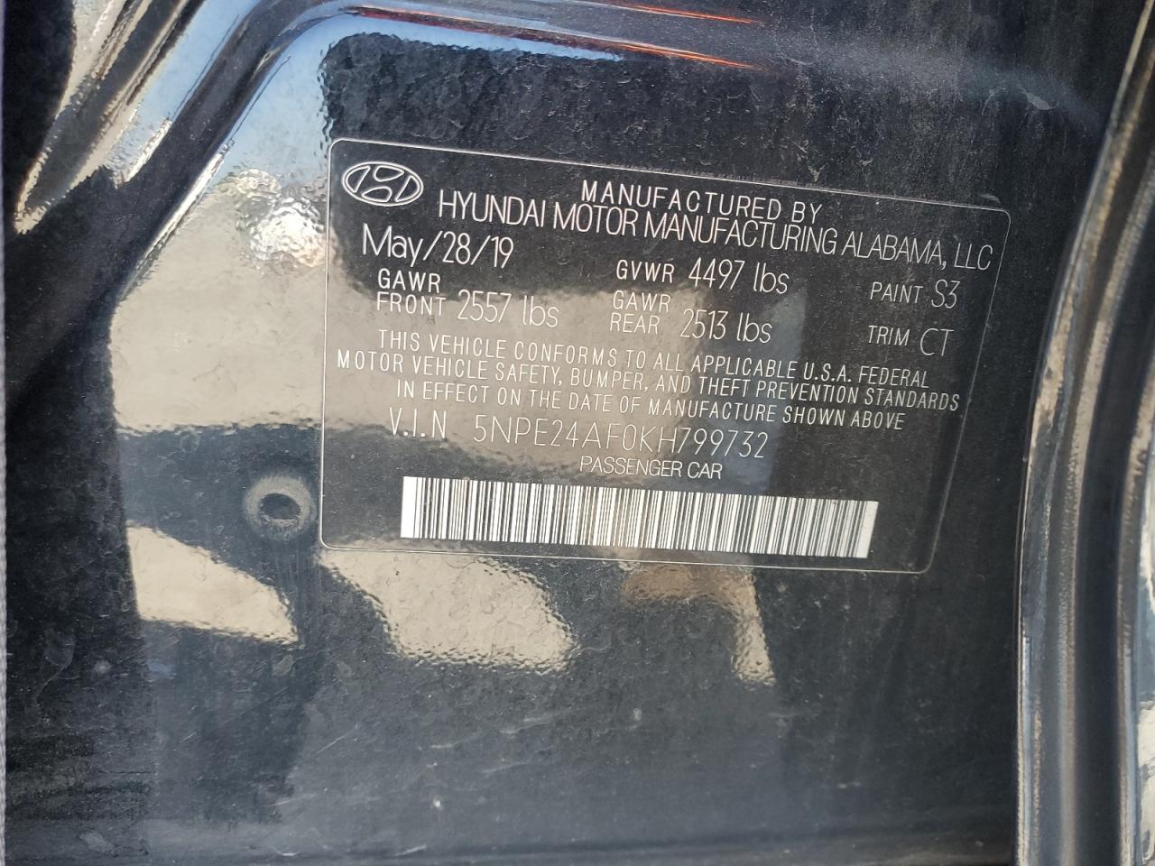 5NPE24AF0KH799732 2019 Hyundai Sonata Se