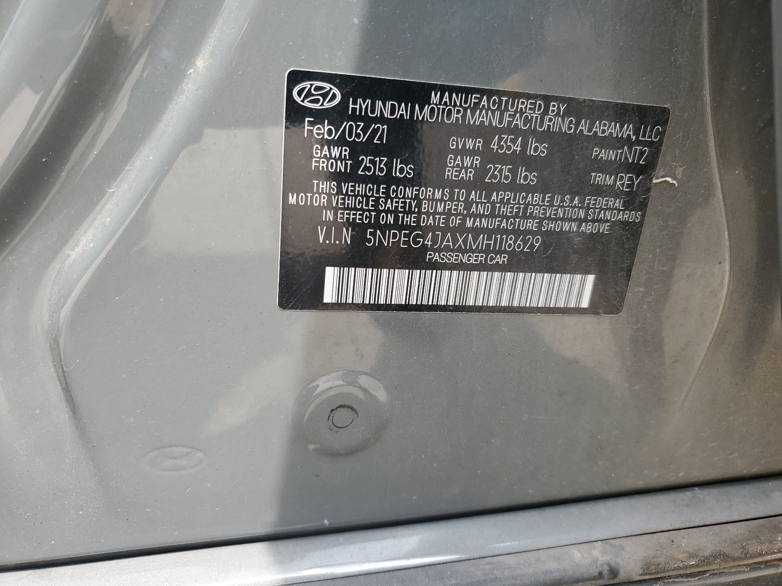 5NPEG4JAXMH118629 2021 Hyundai Sonata Se