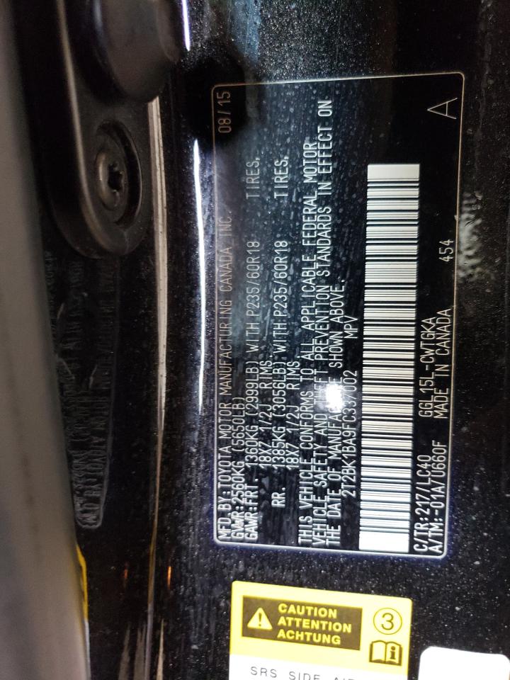 2015 Lexus Rx 350 Base VIN: 2T2BK1BA9FC337002 Lot: 67396974