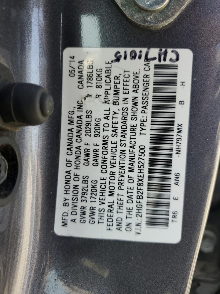 2HGFB2F8XEH527500 2014 Honda Civic Ex