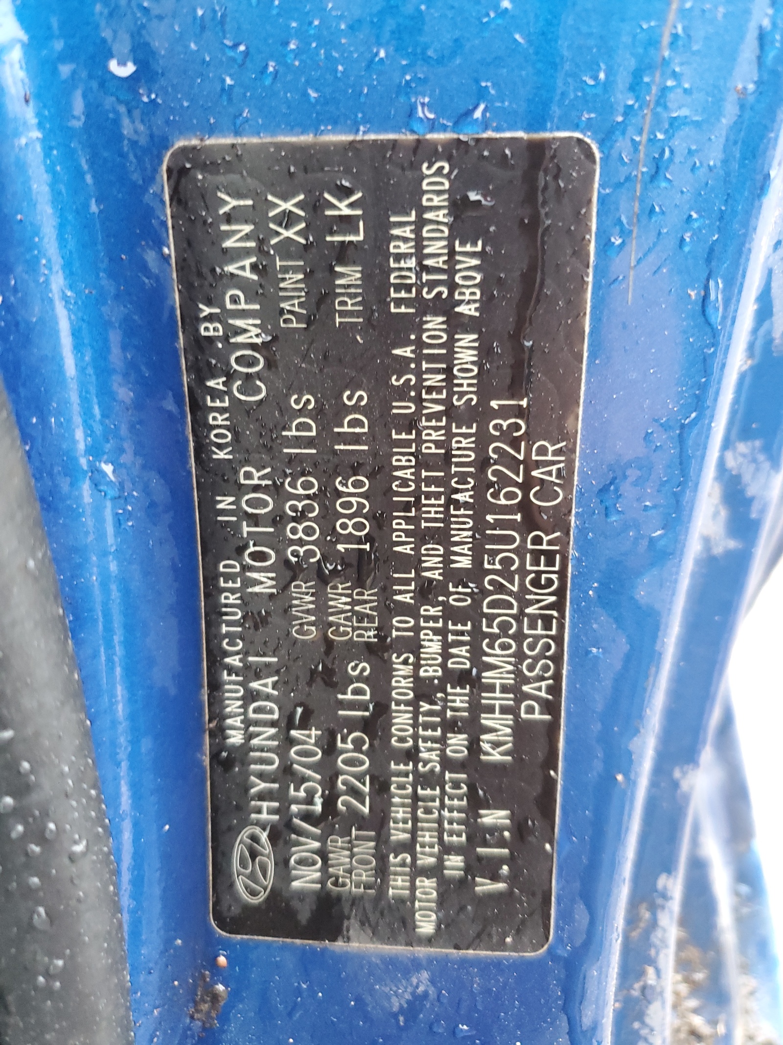 KMHHM65D25U162231 2005 Hyundai Tiburon