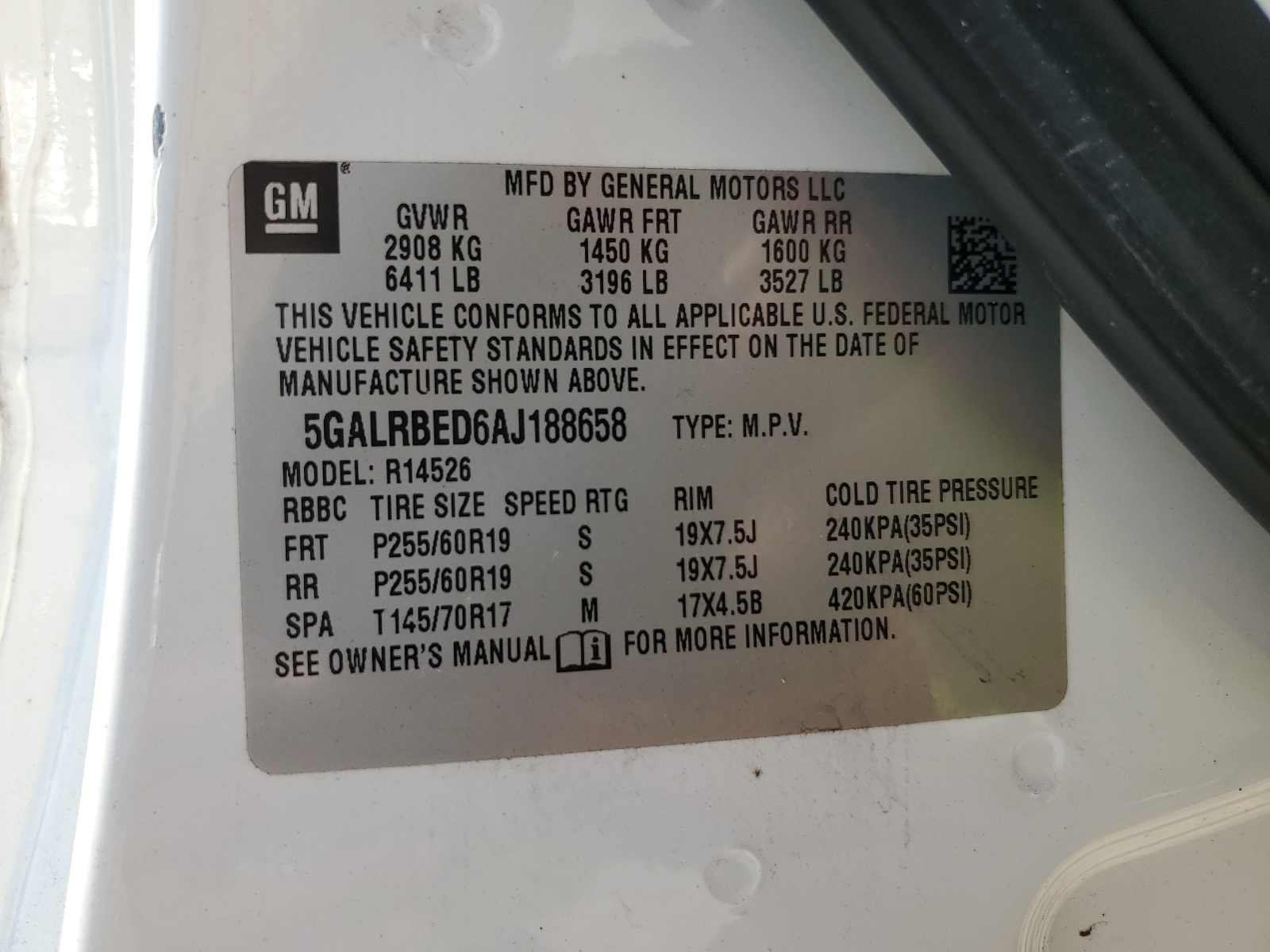 5GALRBED6AJ188658 2010 Buick Enclave Cxl