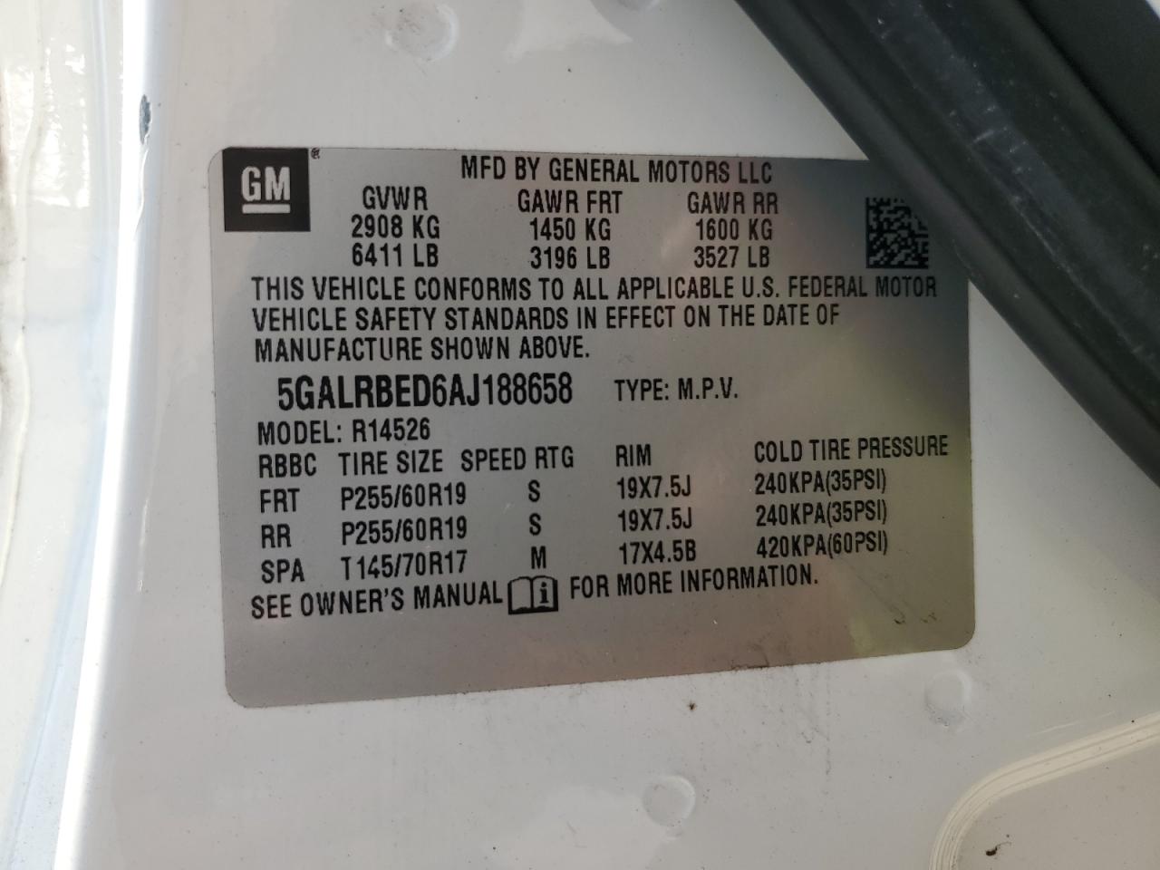 2010 Buick Enclave Cxl VIN: 5GALRBED6AJ188658 Lot: 68012494