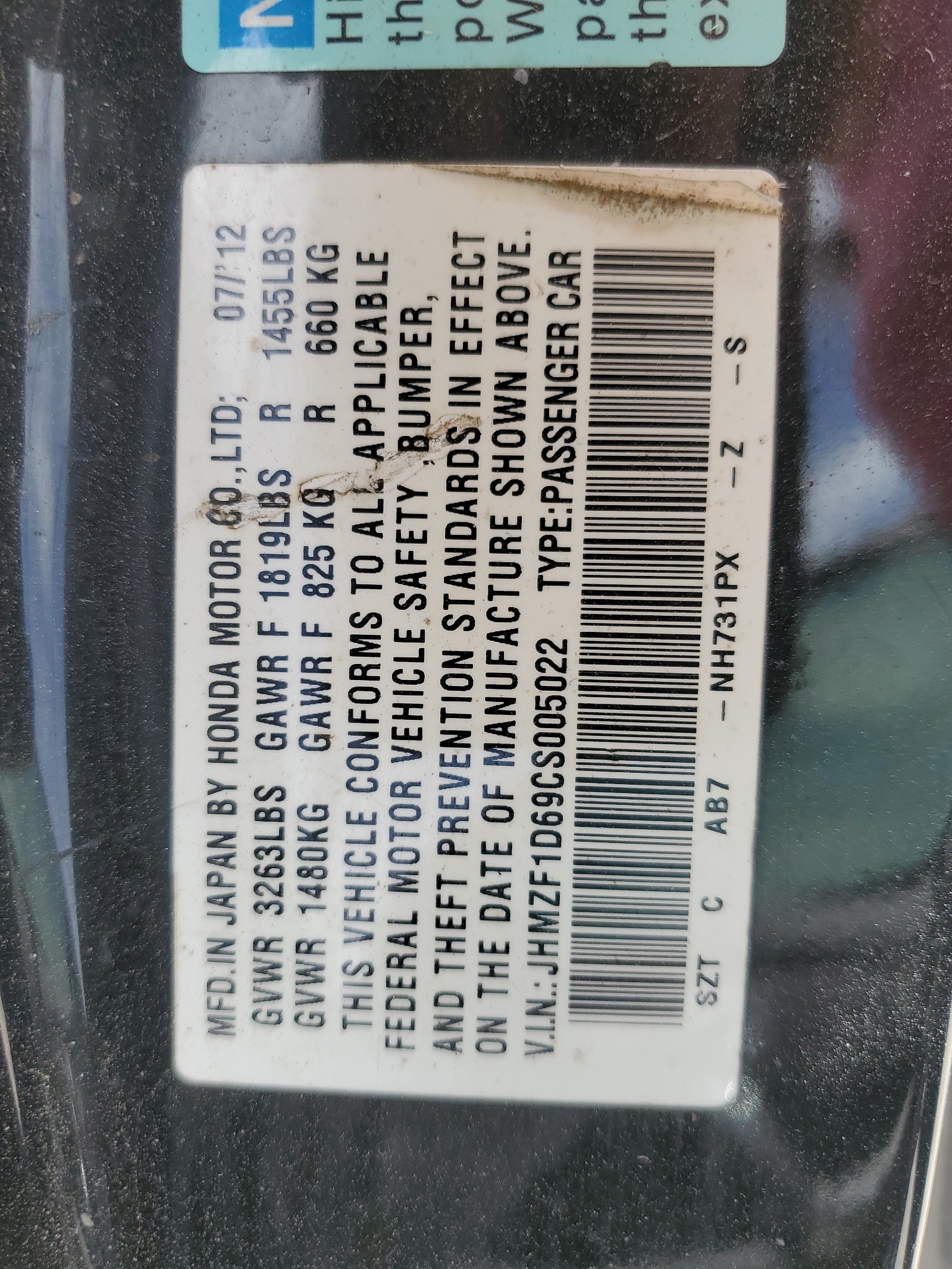 JHMZF1D69CS005022 2012 Honda Cr-Z Ex