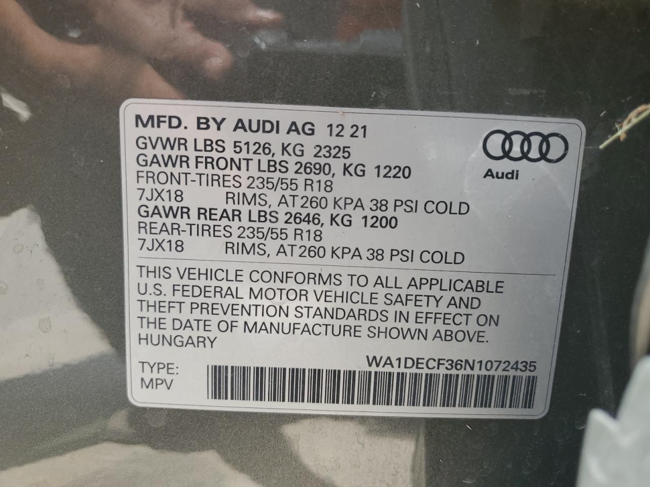 WA1DECF36N1072435 2022 Audi Q3 Premium S Line 45