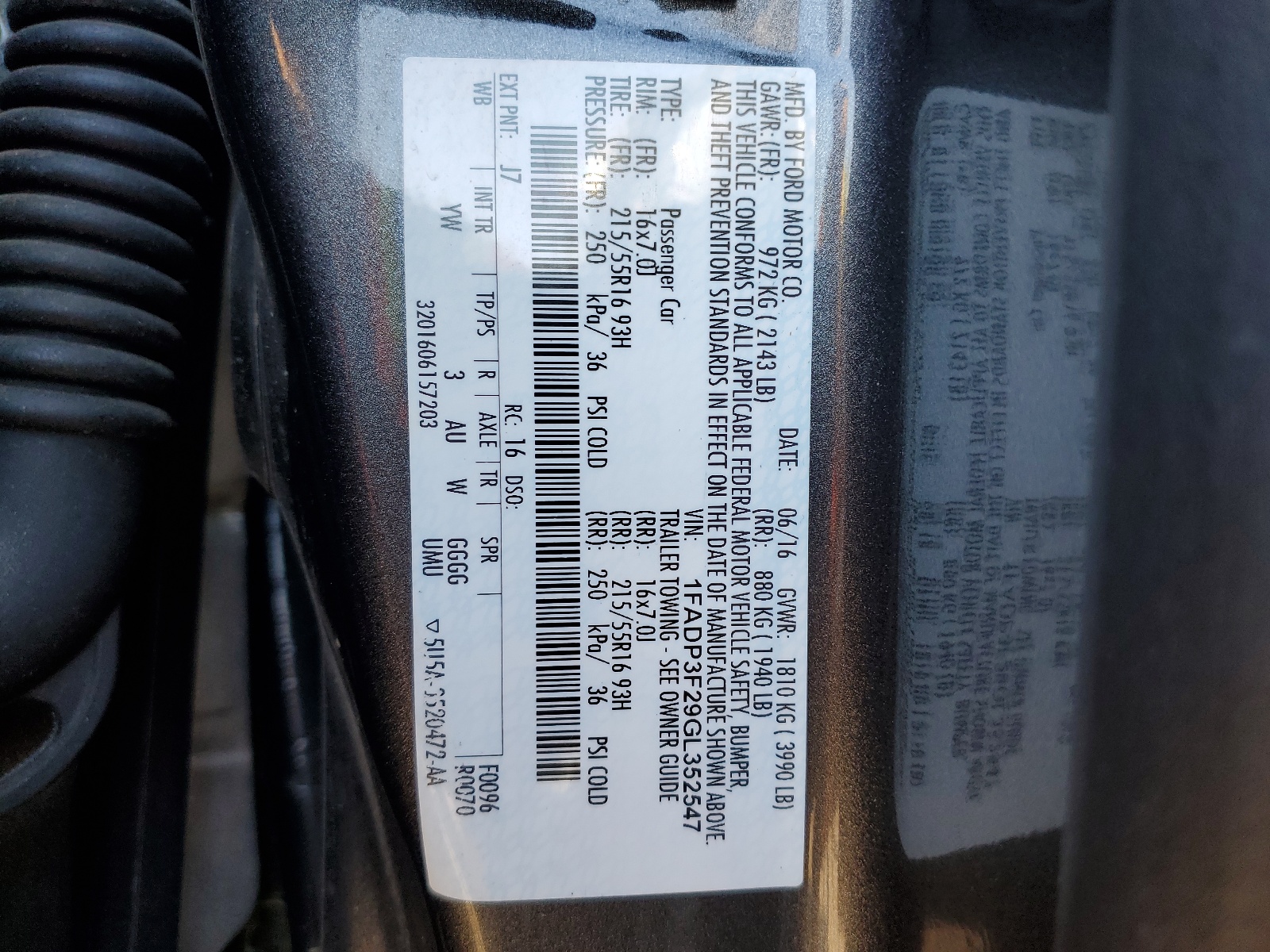 1FADP3F29GL352547 2016 Ford Focus Se