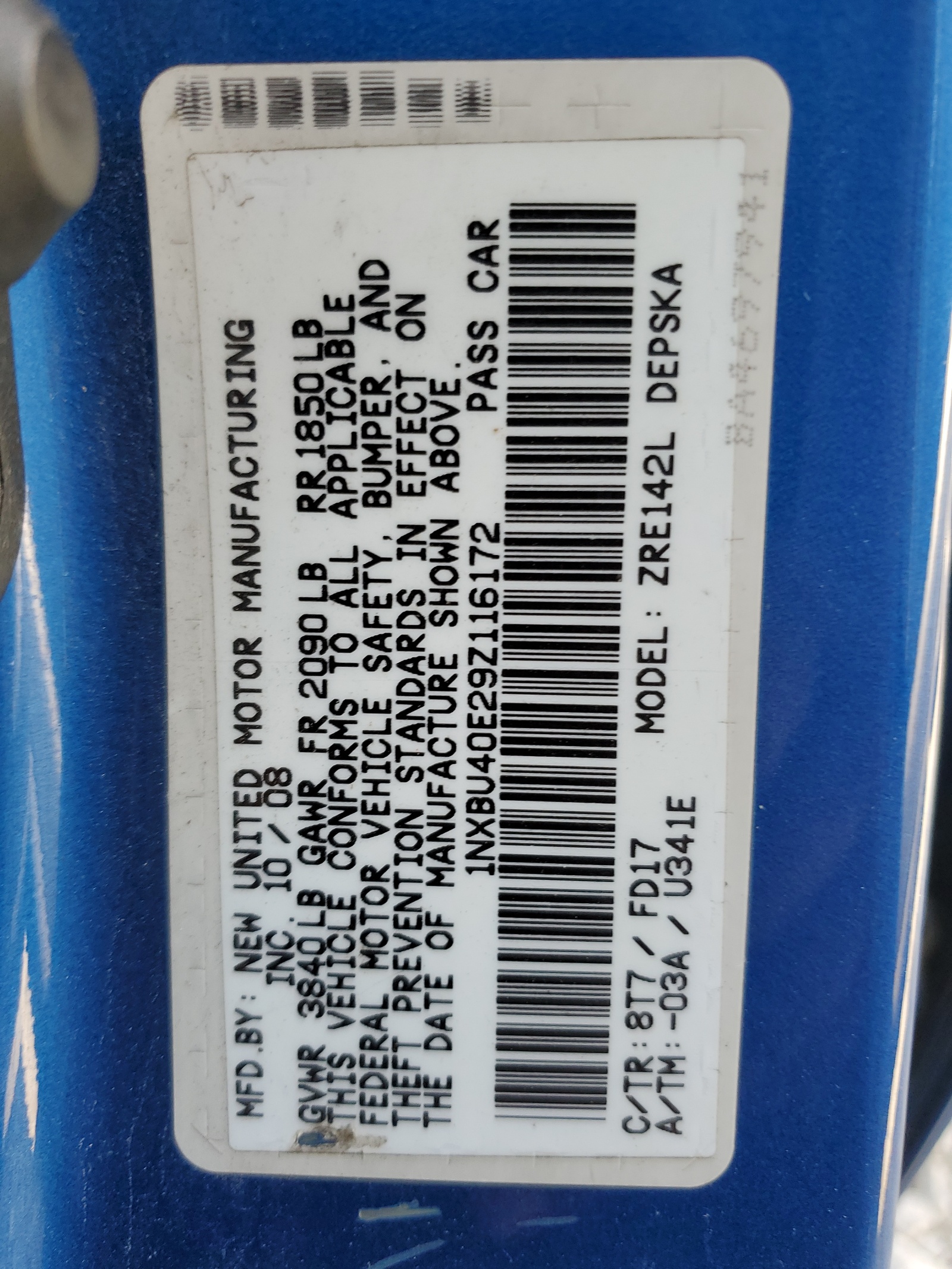 1NXBU40E29Z116172 2009 Toyota Corolla Base