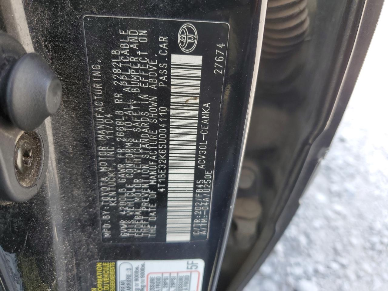 4T1BE32K65U004110 2005 Toyota Camry Le