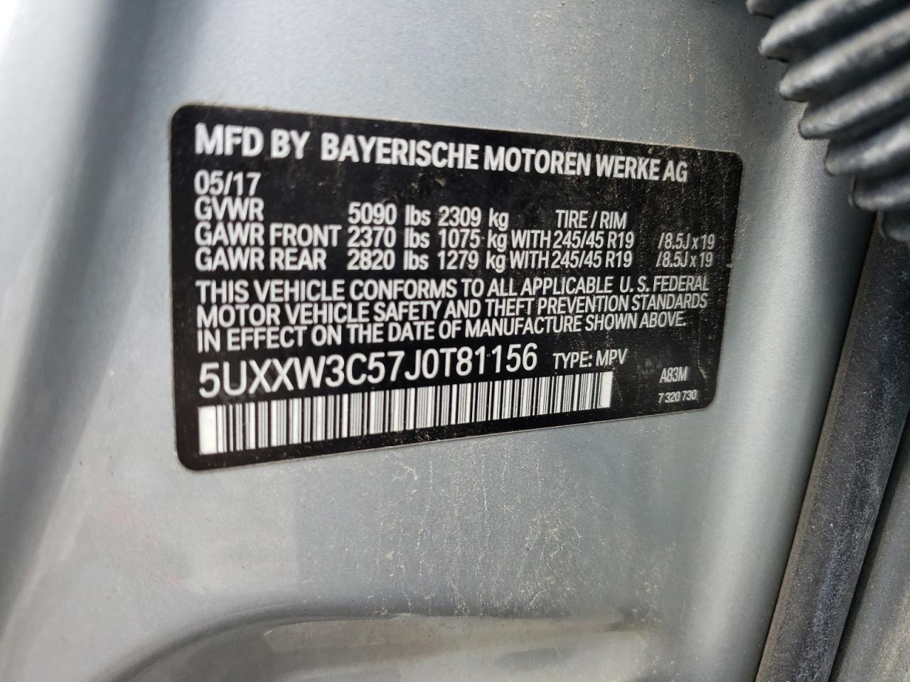 5UXXW3C57J0T81156 2018 BMW X4 xDrive28I