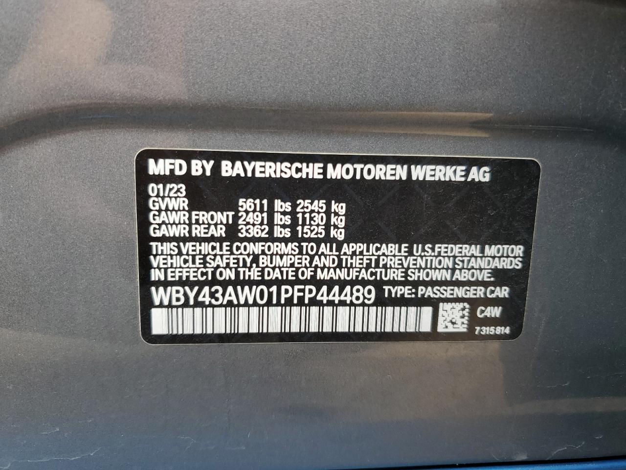 WBY43AW01PFP44489 2023 BMW I4 Edrive 35