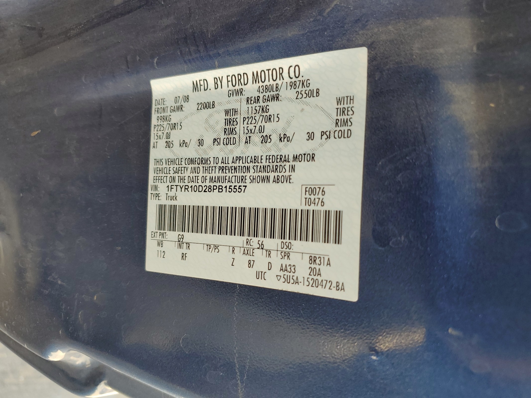 1FTYR10D28PB15557 2008 Ford Ranger