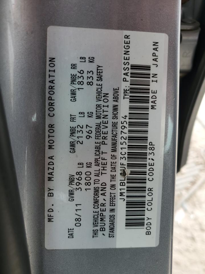 2012 Mazda 3 I VIN: JM1BL1UF3C1527954 Lot: 64999124
