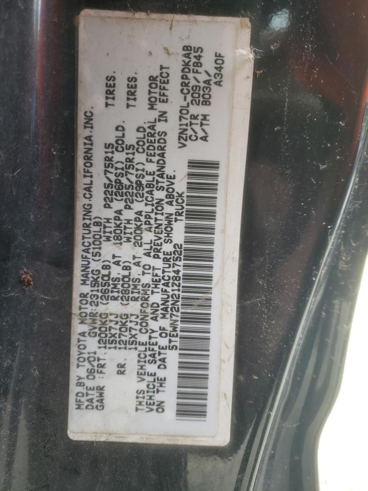 2001 Toyota Tacoma Xtracab VIN: 5TEWN72N21Z847522 Lot: 67671964