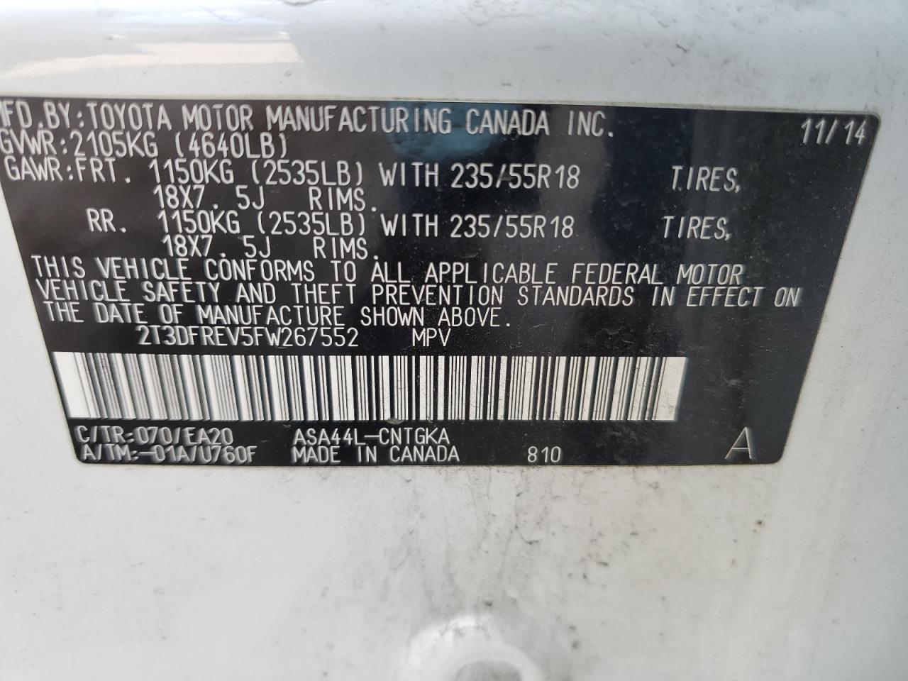 2T3DFREV5FW267552 2015 TOYOTA RAV 4 - Image 15