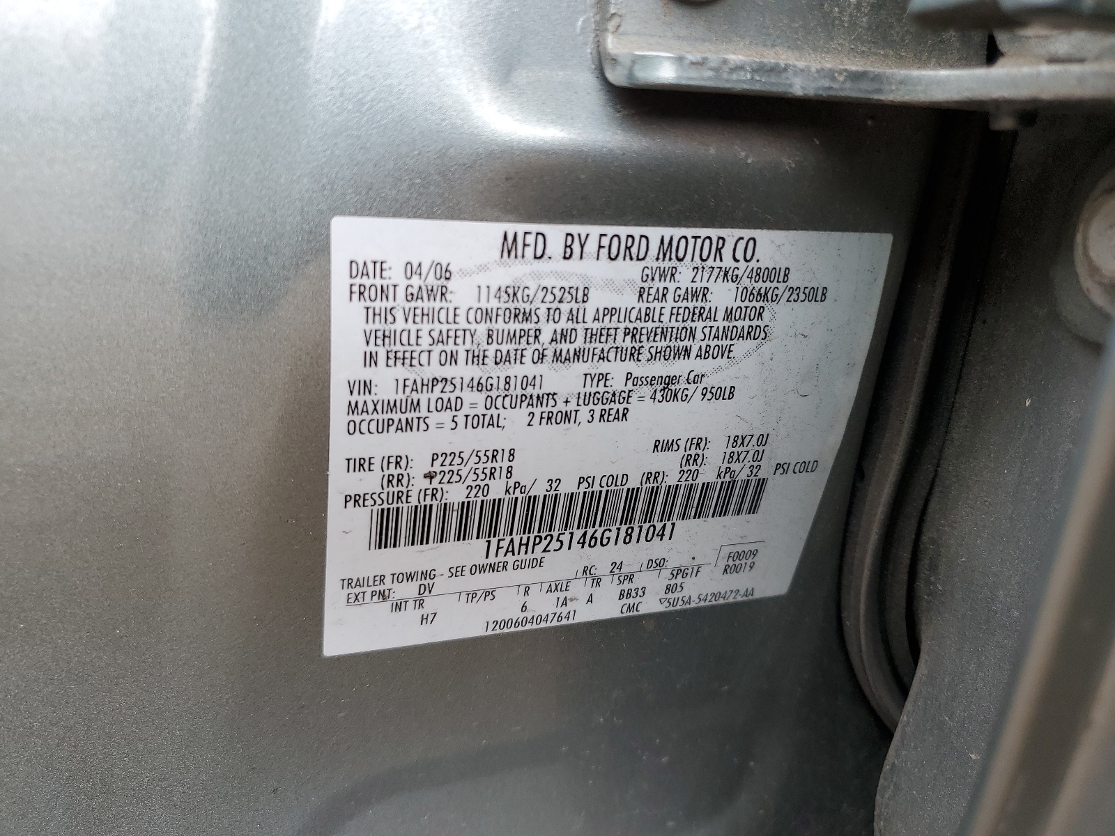 1FAHP25146G181041 2006 Ford Five Hundred Limited