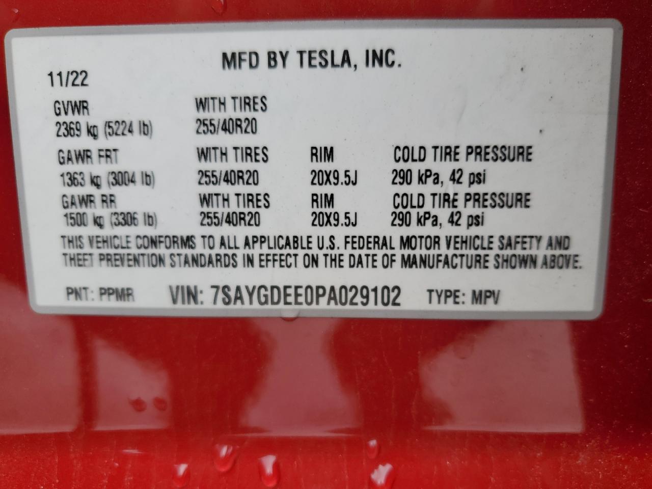 7SAYGDEE0PA029102 2023 Tesla Model Y