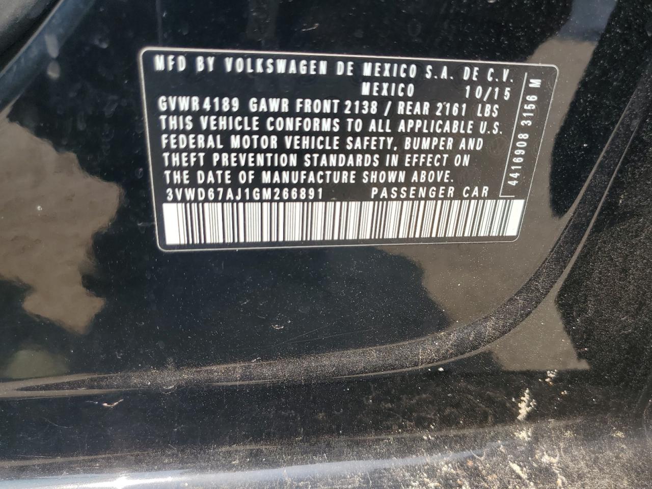 2016 Volkswagen Jetta Se VIN: 3VWD67AJ1GM266891 Lot: 66232984