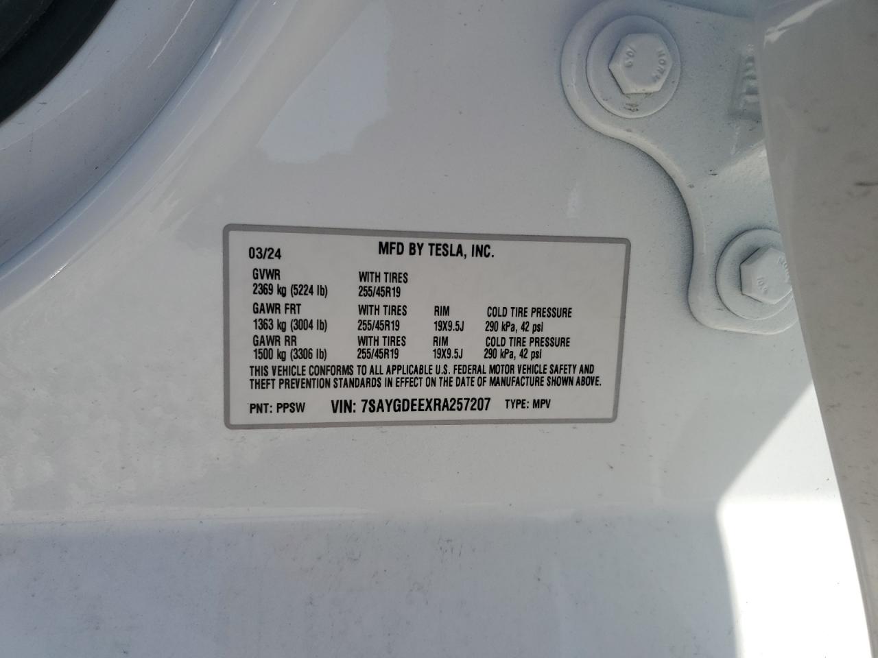 7SAYGDEEXRA257207 2024 Tesla Model Y