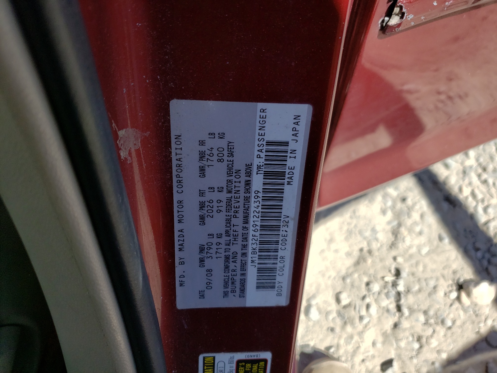 JM1BK32F691224399 2009 Mazda 3 I