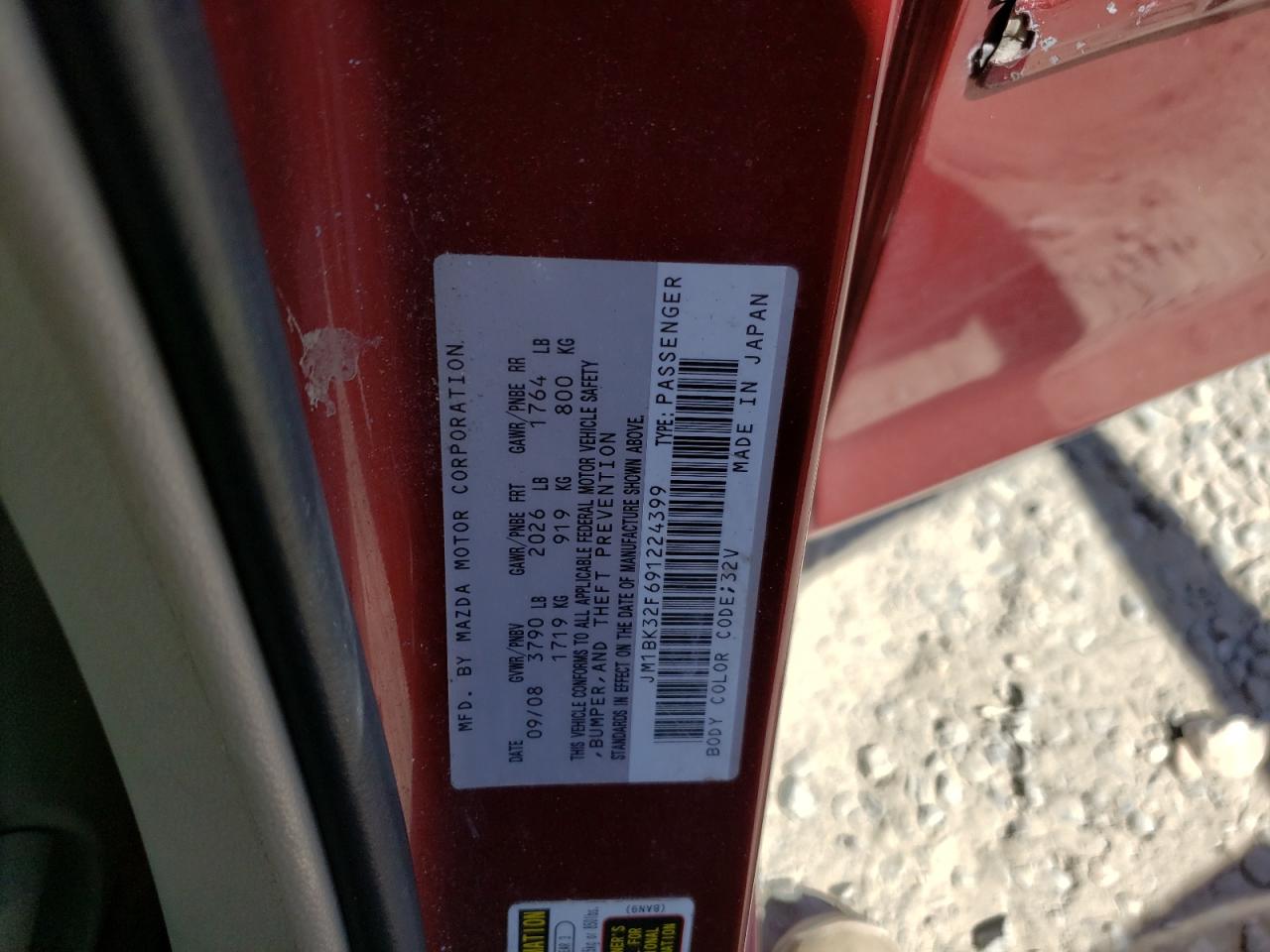 2009 Mazda 3 I VIN: JM1BK32F691224399 Lot: 64520224