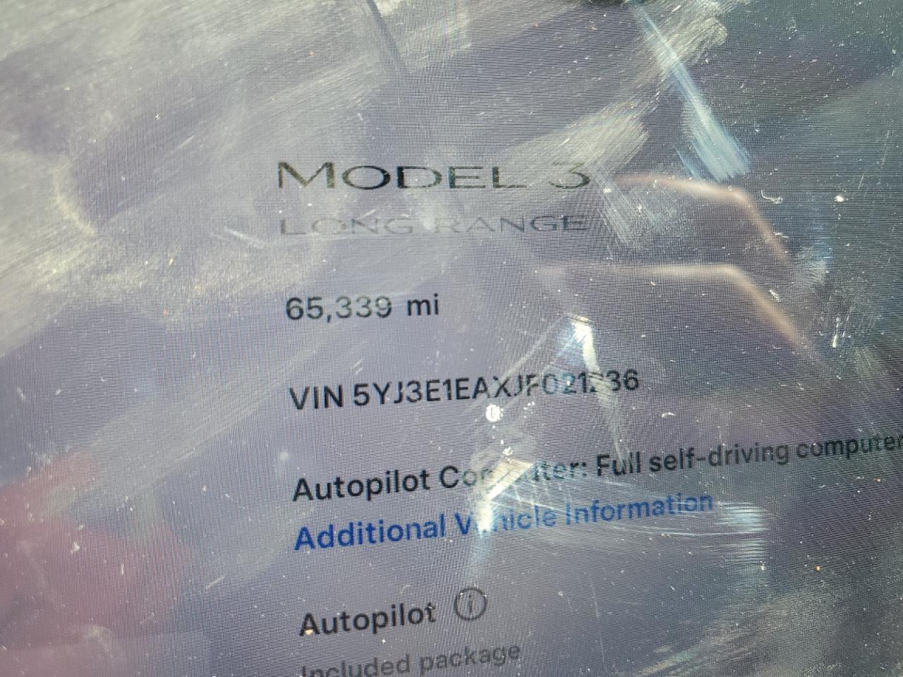 5YJ3E1EAXJF021236 2018 Tesla Model 3