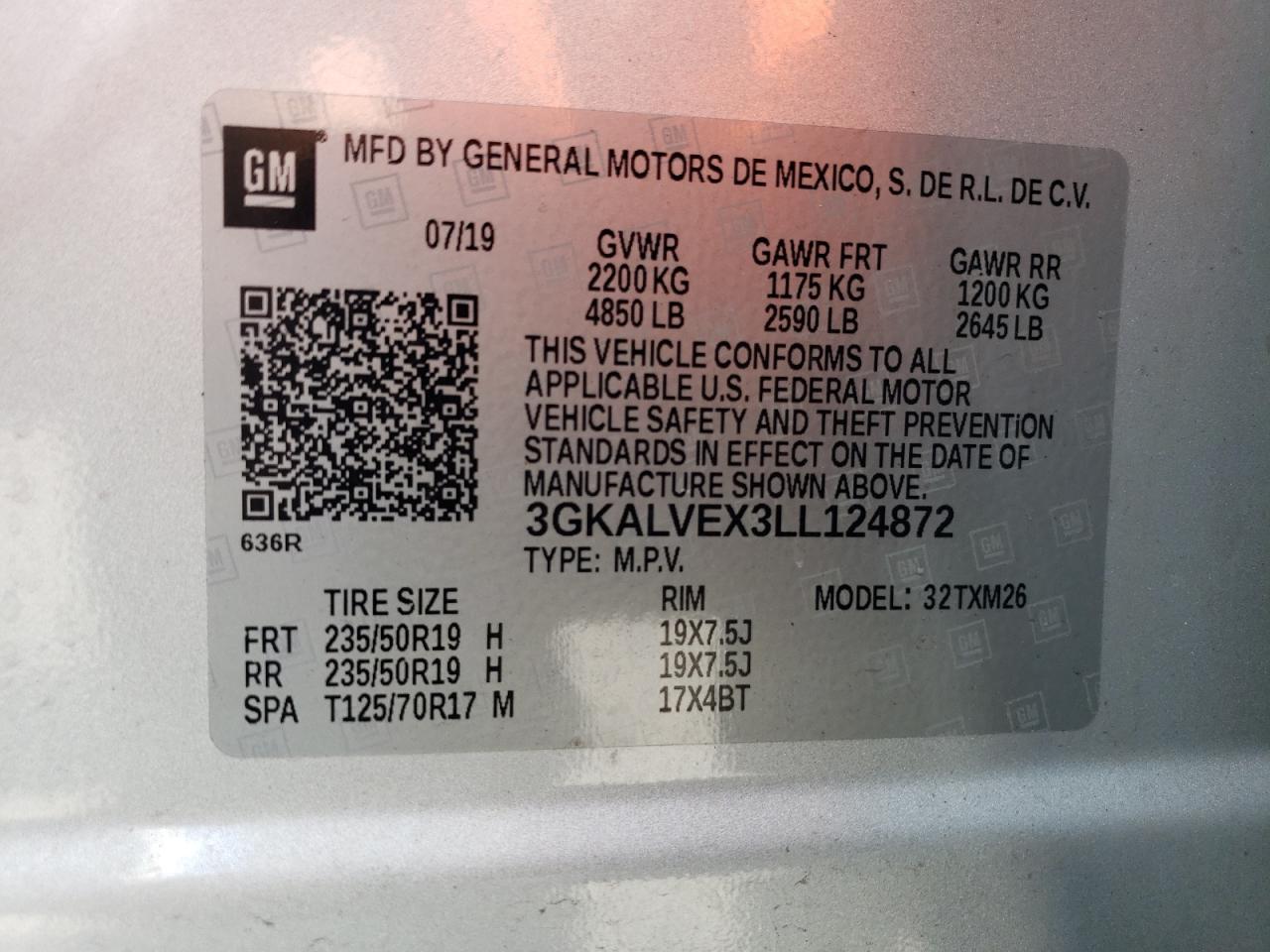 3GKALVEX3LL124872 2020 GMC Terrain Slt