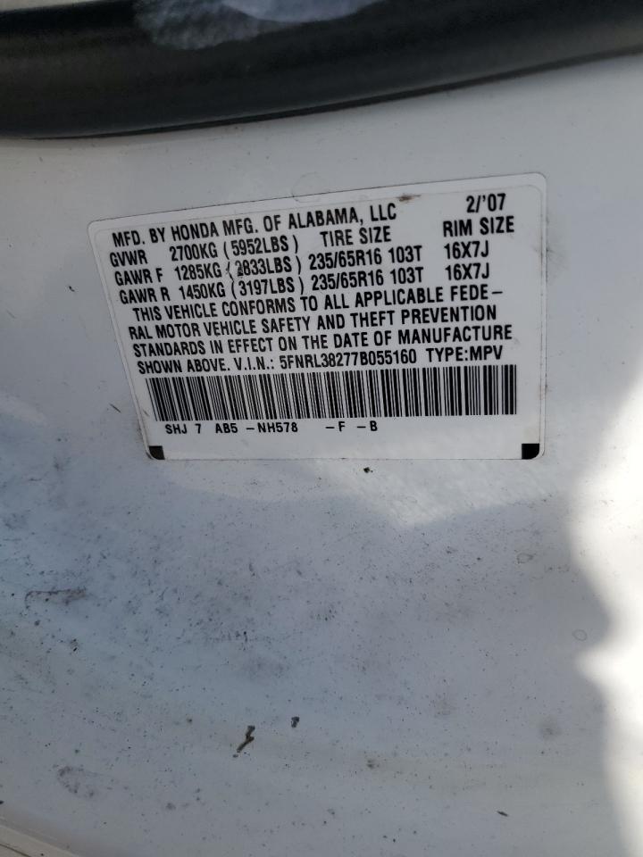 2007 Honda Odyssey Lx VIN: 5FNRL38277B055160 Lot: 68422414