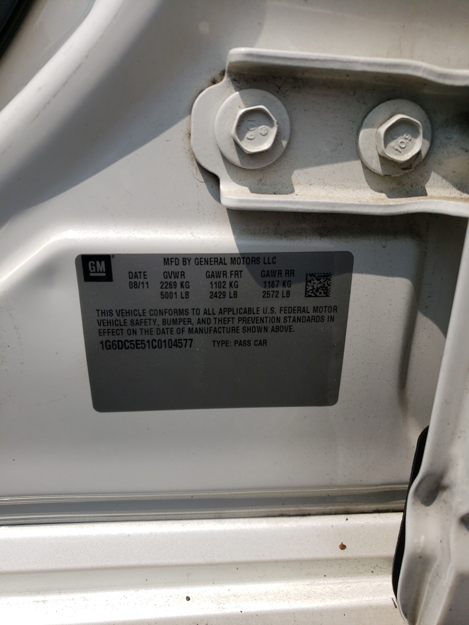 1G6DC5E51C0104577 2012 Cadillac Cts